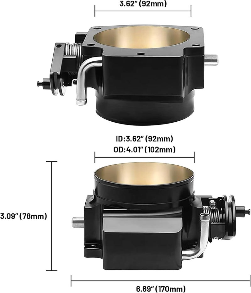 Endxedo 92mm Throttle Body Assembly Compatible with LS LS1 LS3 LS6 LSX Engine 4 Bolt Aluminum Black - Image 4